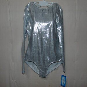 Double Platinum Silver Long Sleeve Leotard NWT XL